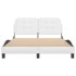 Estructura de cama sin colchón cuero sintético blanco