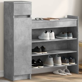 Zapatero madera de ingeniería gris hormigón 100,5x28x100