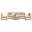 Juego de muebles de jardín 6 pzas y cojines madera maciza pino