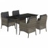 Set comedor de jardín 5 piezas con cojines ratán sintético