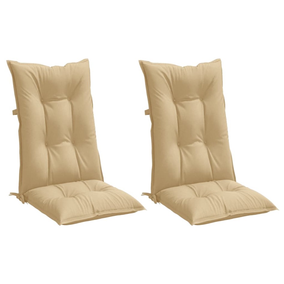 Cojines silla respaldo alto 2 uds tela beige melange