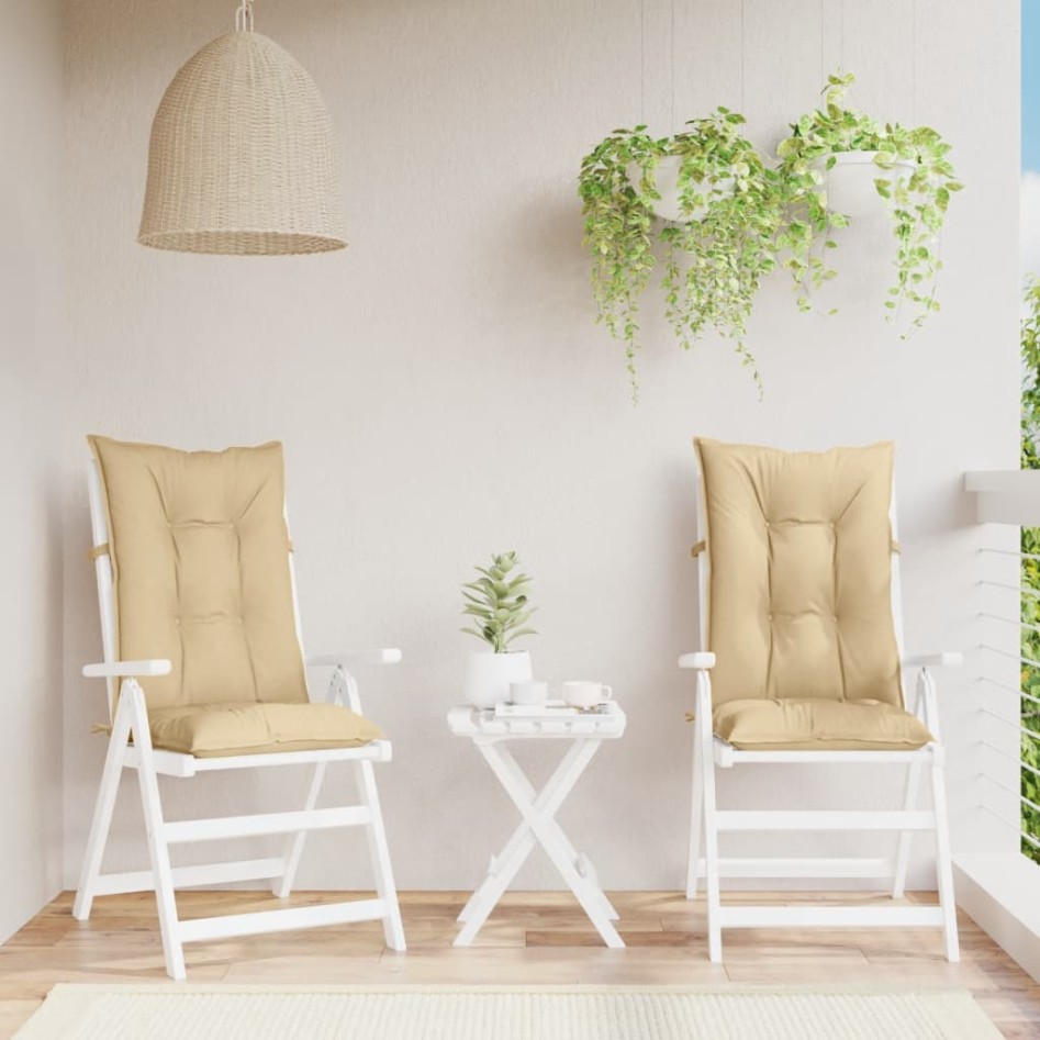 Cojines silla respaldo alto 2 uds tela beige melange