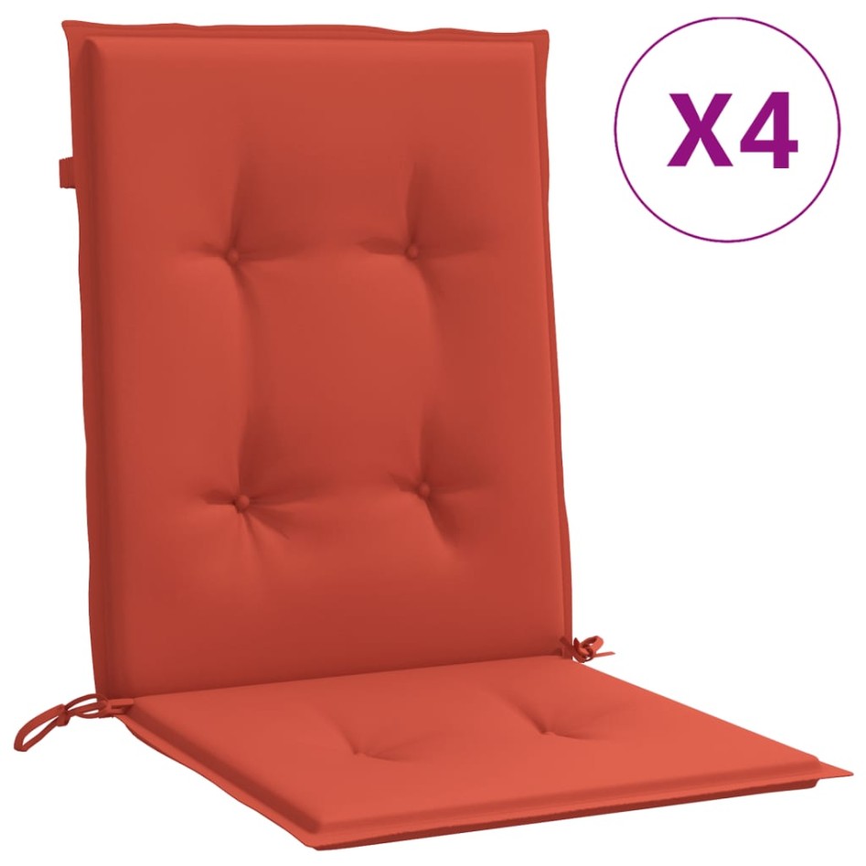 Cojines silla respaldo bajo 4 ud tela rojo melange 100x50x4