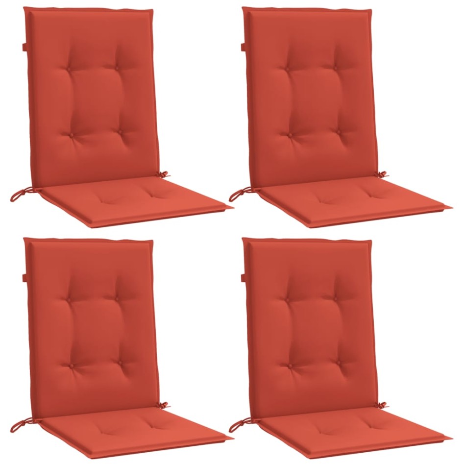 Cojines silla respaldo bajo 4 ud tela rojo melange 100x50x4