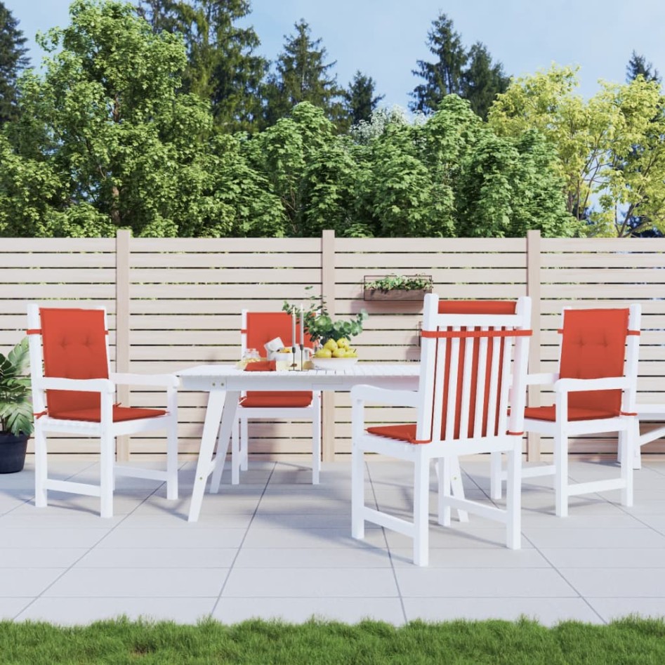 Cojines silla respaldo bajo 4 ud tela rojo melange 100x50x4