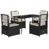 Set de muebles jardín 5 pzas con cojines ratán sintético