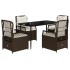 Set comedor de jardín 5 piezas y cojines ratán sintético