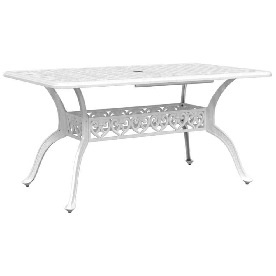 Mesa de jardín aluminio fundido blanco 150x90x72