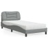 Cama con colchón tela gris claro 90x200