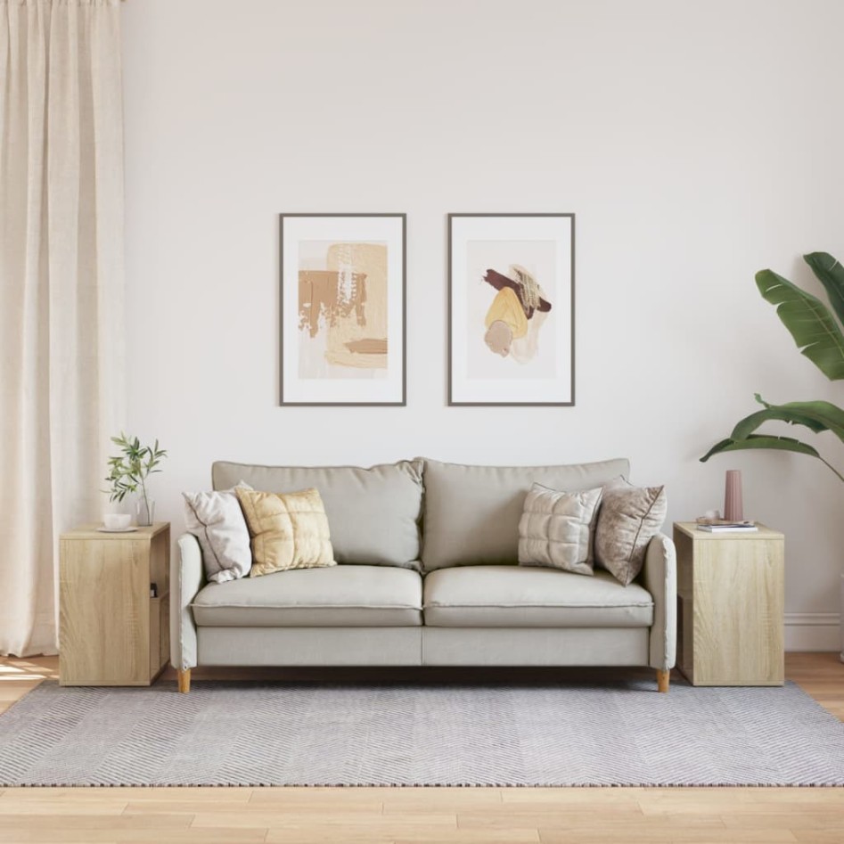 Mesa auxiliar 2 uds madera ingeniería roble Sonoma 50x30x50