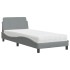 Cama con colchón tela gris claro 90x200