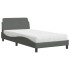 Cama con colchón tela gris oscuro 100x200