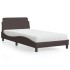 Cama con colchón tela marrón oscuro 100x200