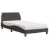 Cama con colchón tela marrón oscuro 100x200
