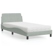 Cama con colchón terciopelo gris claro 100x200 cm