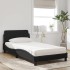 Cama con colchón terciopelo negro 100x200