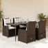 Set comedor de jardín 5 piezas y cojines ratán sintético