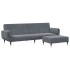 Sofá cama de 2 plazas con taburete terciopelo gris