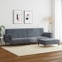 Sofá cama de 2 plazas con taburete terciopelo gris