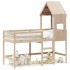 Cama alta con escalera y techo madera maciza de pino 90x190