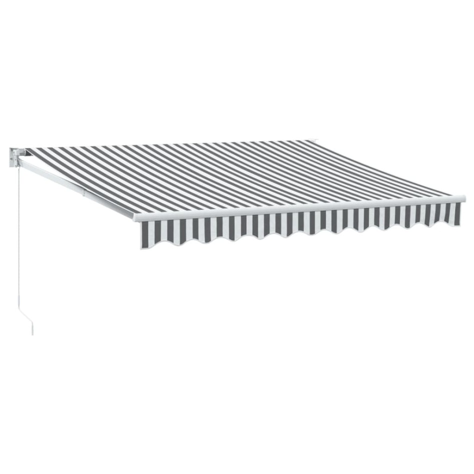 Toldo retráctil aluminio y tela gris antracita y blanco 3x2,5