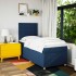 Cama box spring con colchón tela azul 90x190