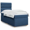 Cama box spring con colchón tela azul 80x200 cm