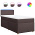 Cama box spring con colchón tela marrón oscuro 100x200