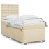 Cama box spring con colchón tela color crema 90x200