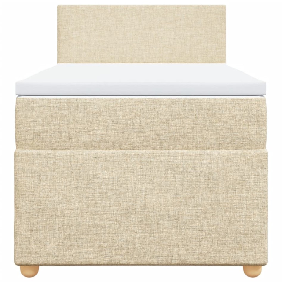 Cama box spring con colchón tela color crema 80x200