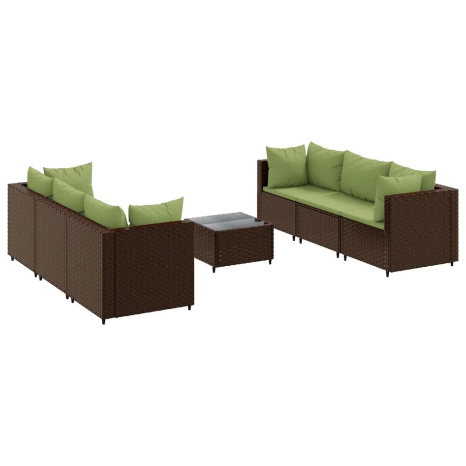 Set muebles de jardín 7 piezas y cojines ratán sintético