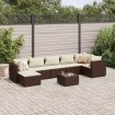 Set sofás de jardín 8 piezas y cojines ratán sintético marrón