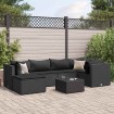 Set de muebles de jardín y cojines 7 pzas ratán sintético negro