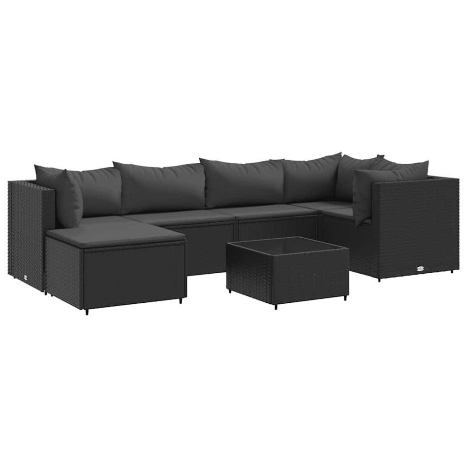 Set de muebles de jardín y cojines 7 pzas ratán sintético