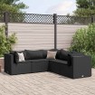 Set de muebles de jardín 5 pzas y cojines ratán sintético negro