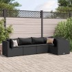 Set de muebles de jardín 5 pzas y cojines ratán sintético negro