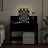 Tocador con luces LED negro 100x40x130