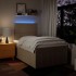 Cama box spring con colchón tela color crema 120x200