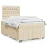 Cama box spring con colchón tela color crema 120x200