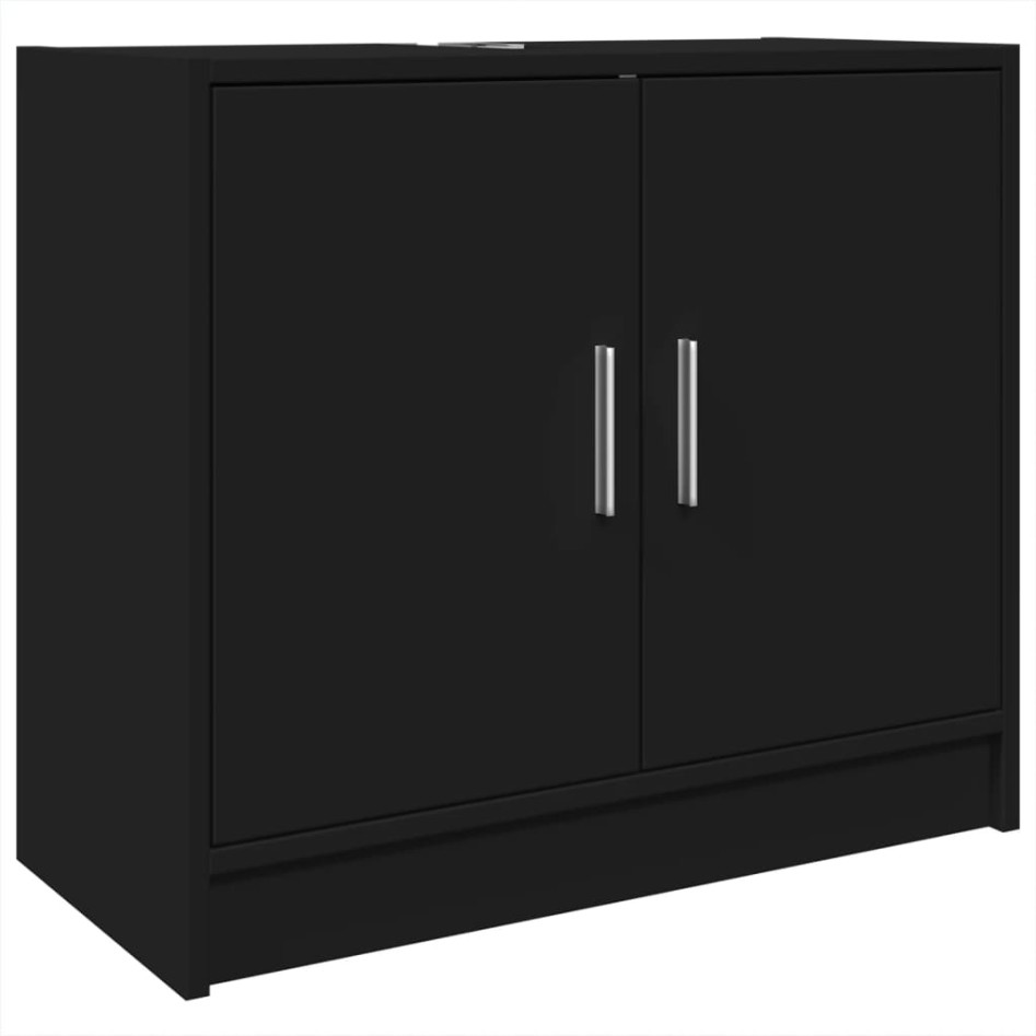 Armario para lavabo madera de ingeniería negro 63x29x55