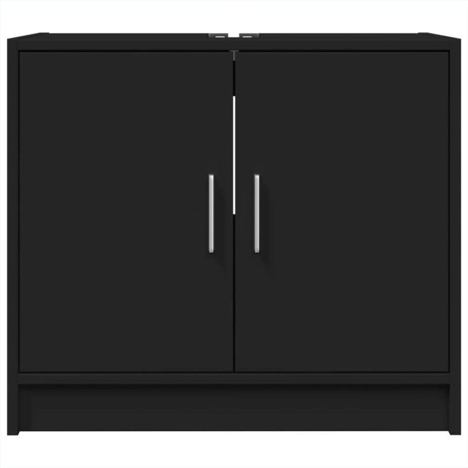 Armario para lavabo madera de ingeniería negro 63x29x55
