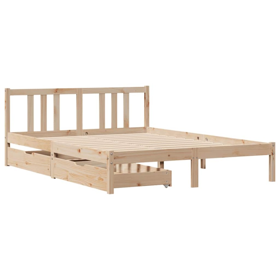 Estructura de cama sin colchón madera maciza de pino 135x190