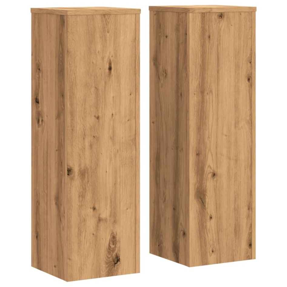Soportes de plantas 2 uds madera roble artisian 25x25x80