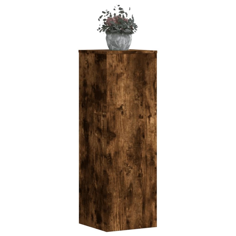 Soportes para plantas 2 uds madera roble ahumado 33x33x100