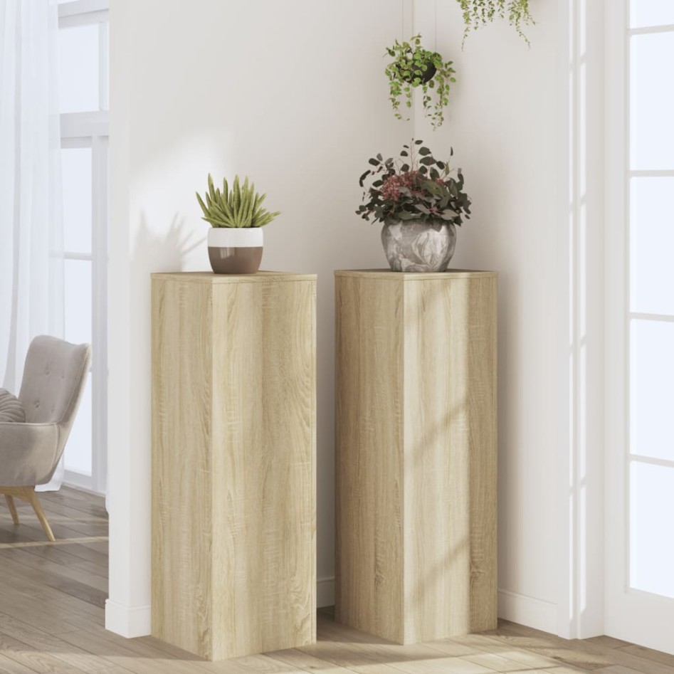 Soportes para plantas 2 uds madera roble Sonoma 33x33x100