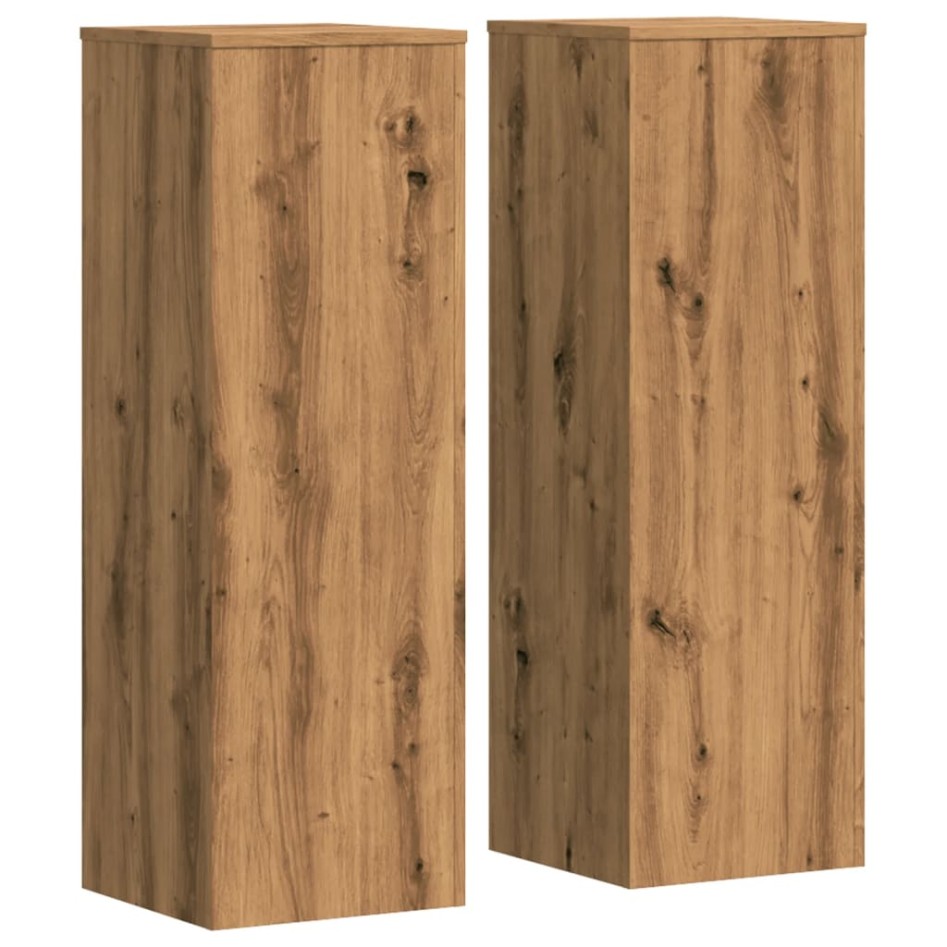 Soportes para plantas 2 uds madera roble artisian 33x33x100