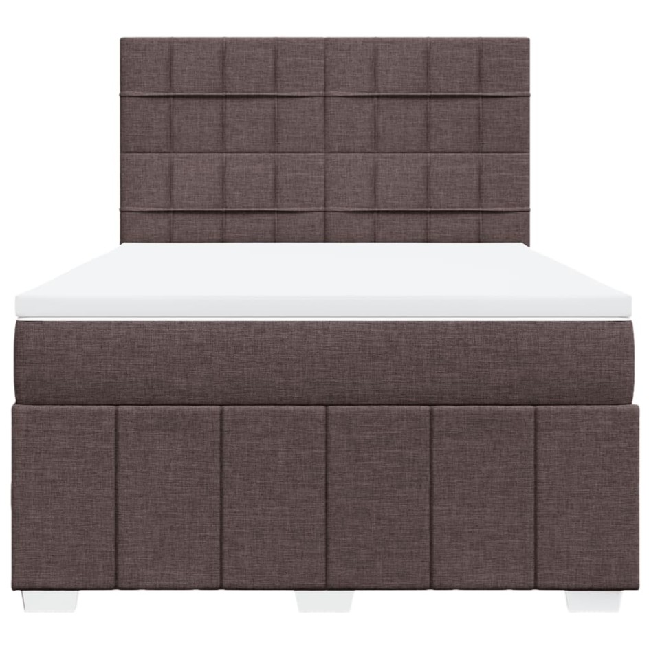 Cama box spring con colchón tela marrón oscuro 140x190