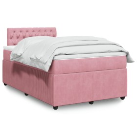 Cama box spring con colchón terciopelo rosa 120x200