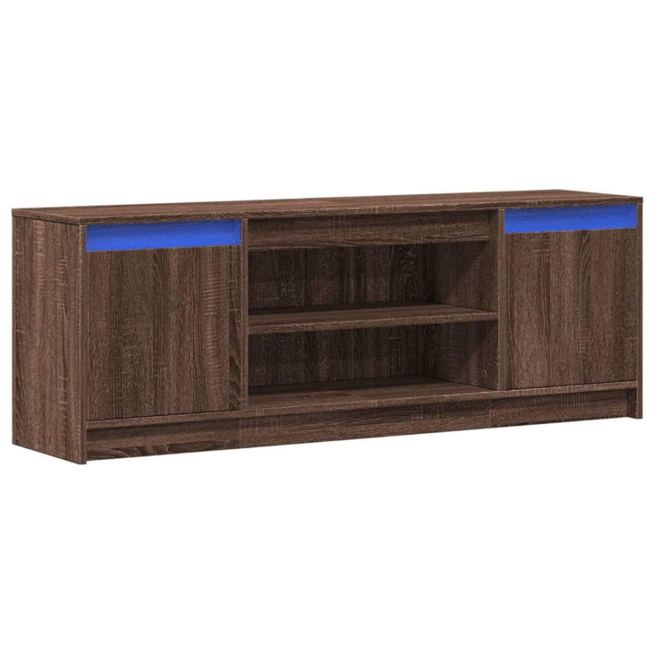 Mueble de TV LED madera ingeniería marrón roble 139,5x34x50