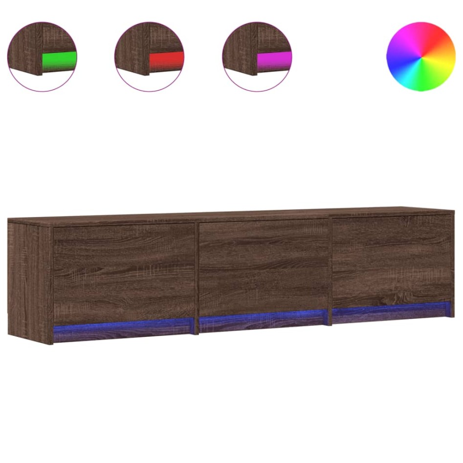 Mueble de TV LED madera ingeniería marrón roble 165x34x40